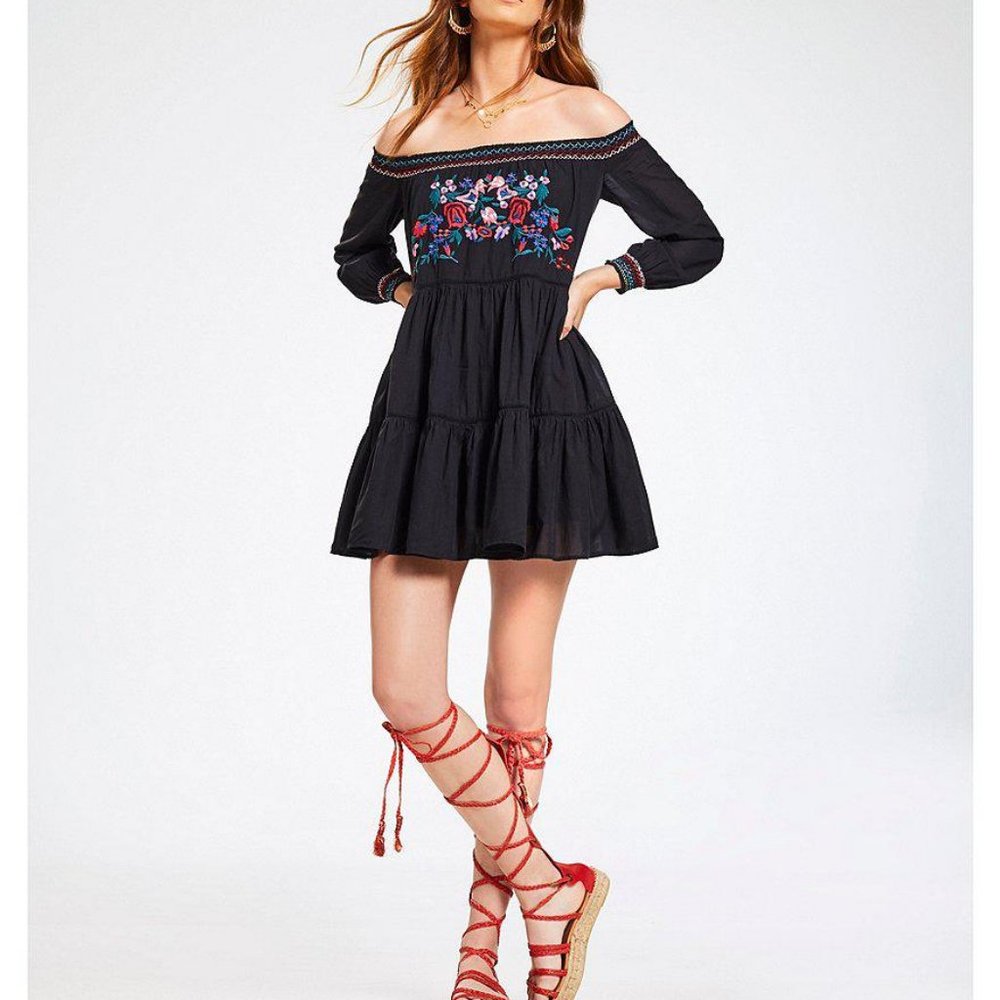 Free People // Sunbeams Embroidered Mini Dress NWT